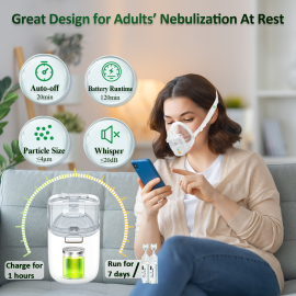Ultrasonic Nebulizer, Nebulizer Machine for Adults, Portable Nebulizer for Kids, Rechargeable Handsfree Nebulizer, Mini Nebulizer for Breathing Problem at Home 